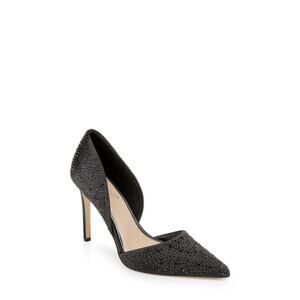Jewel Badgley Mischka 'Justise D'Orsay ' Black Pointy Toe Embellished Satin